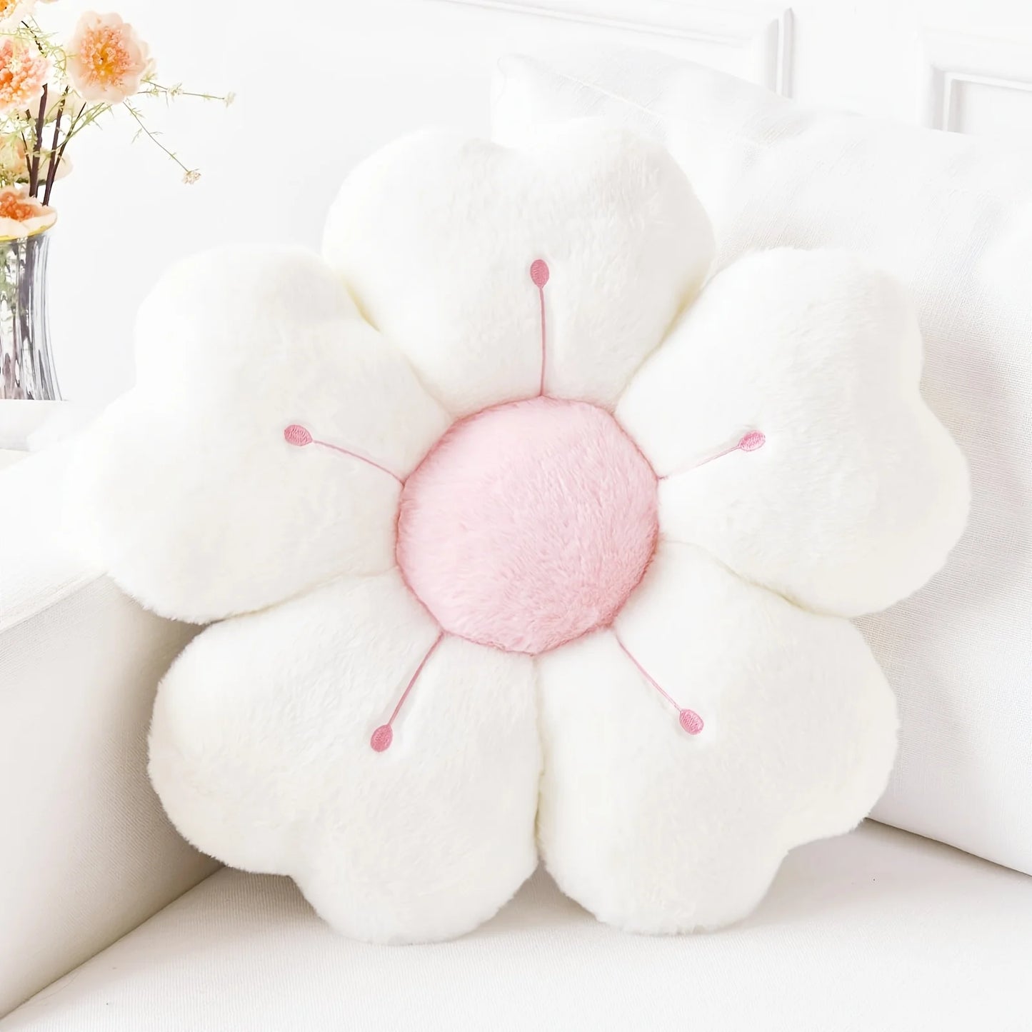 Plush Daisy Flower Throw Pillow