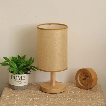 USB Wooden Bedside Table Lamp