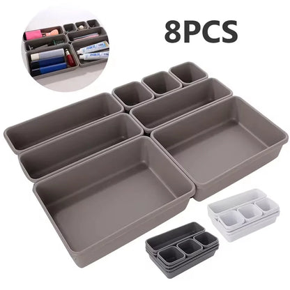 8PCS Adjustable Drawer Organizer Tray Set