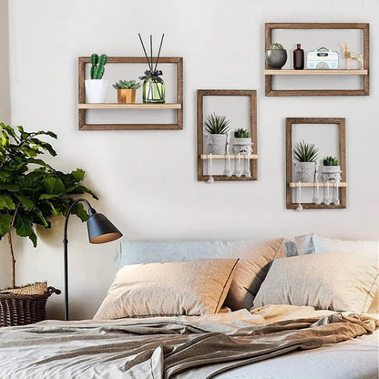 Rustic Wooden Floating Wall Shelves