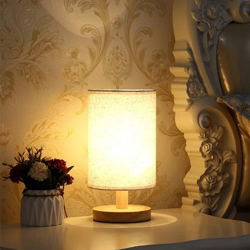 USB Wooden Bedside Table Lamp