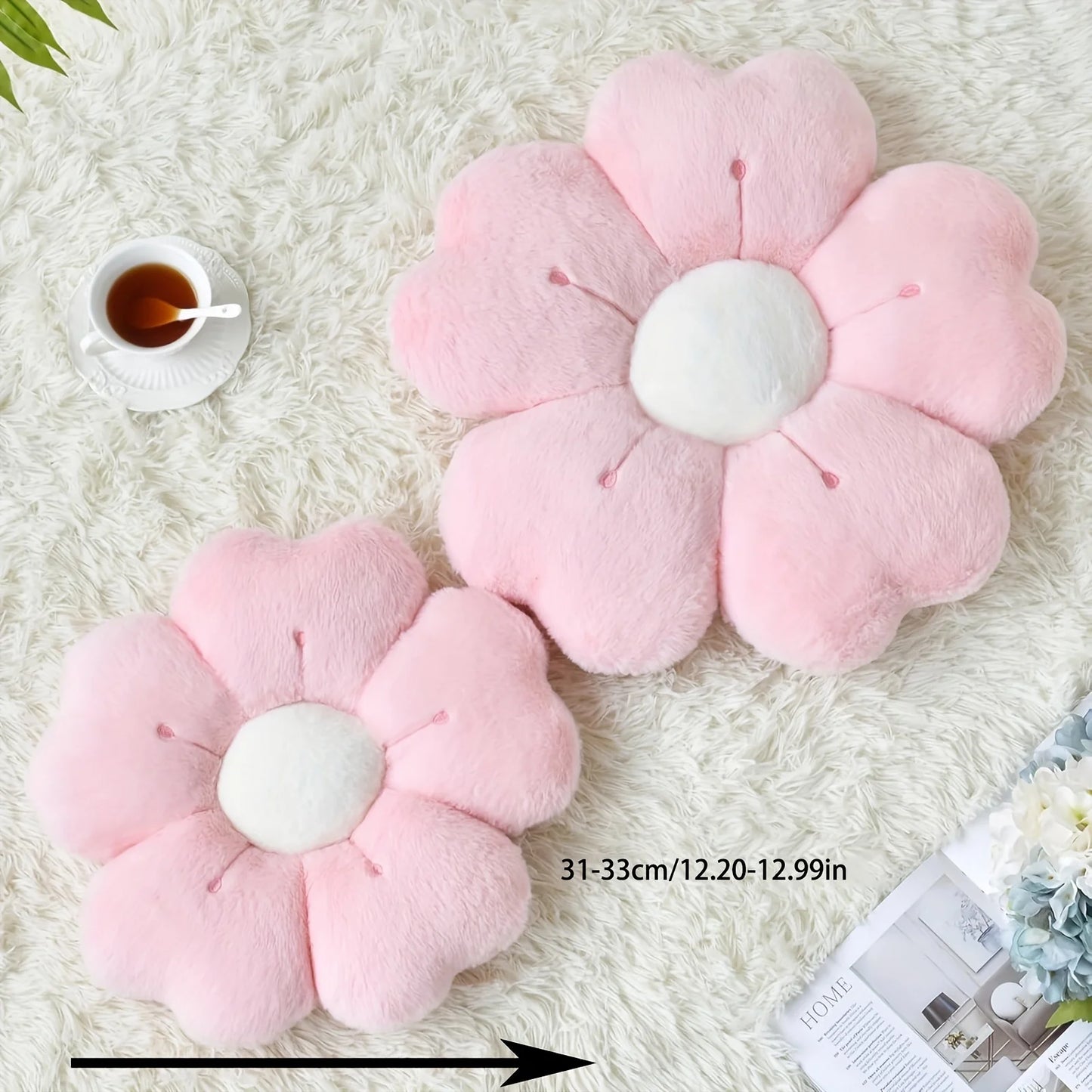 Plush Daisy Flower Throw Pillow