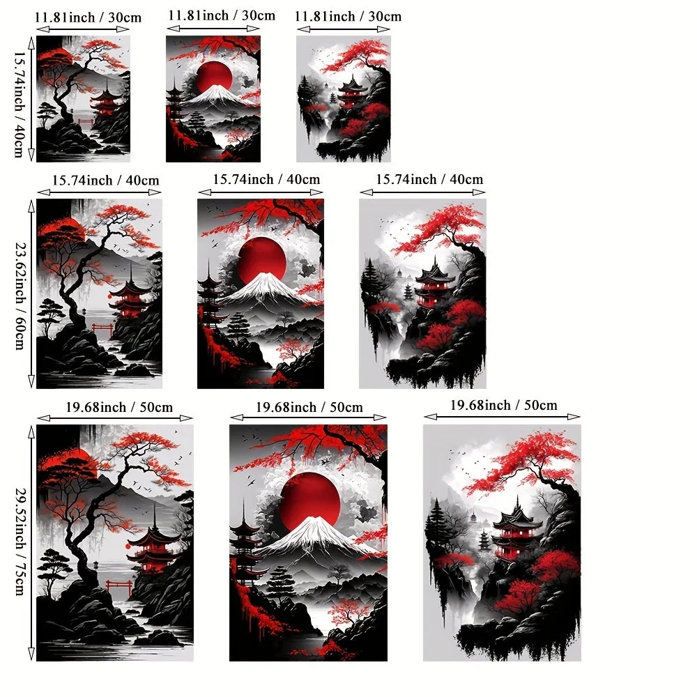3PCS Japanese Landscape Canvas Wall Art