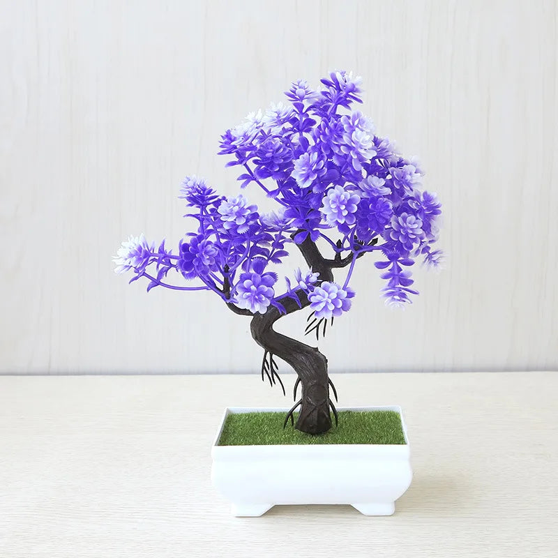 Artificial Plastic Plants Bonsai Tree Small Pot Potted Flower Garden Fake Plant Arrangement Ornaments Home Room Table Decoration