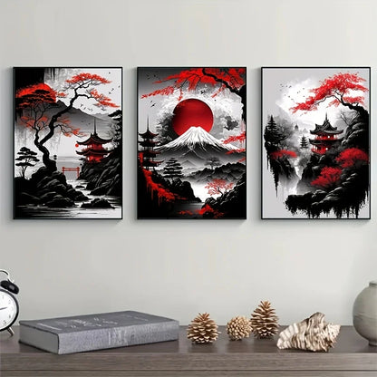 3PCS Japanese Landscape Canvas Wall Art
