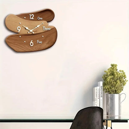 1pcs Wooden Wall Clock Home Living Room Decor Background Wall Decorative Clock Creative Wall-Mounted Clock for Home Decoration