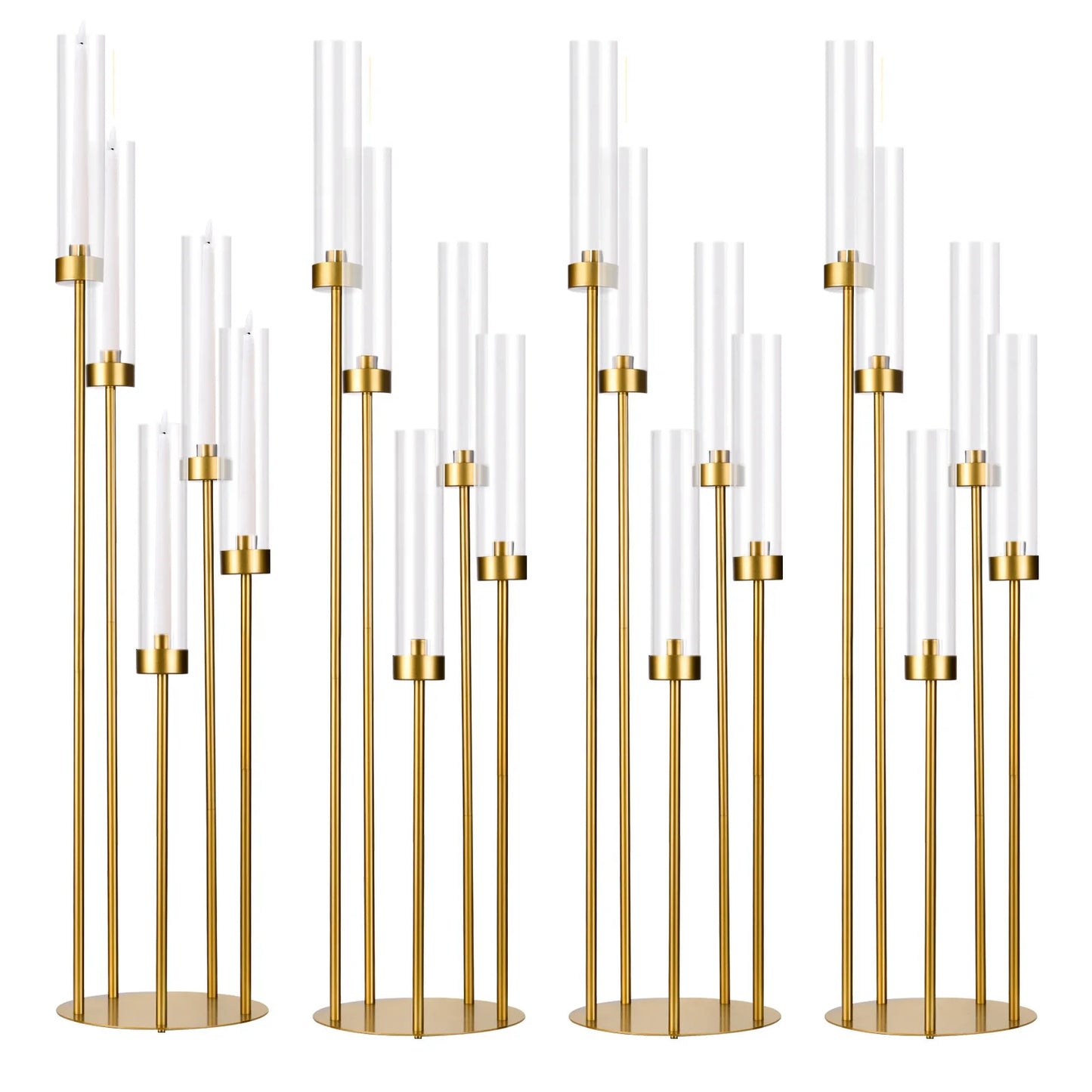 Gold 5-Arm Floor Candle Holder Set
