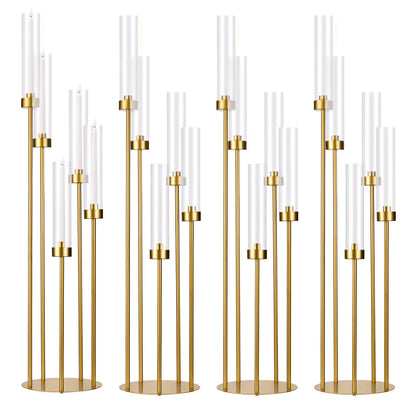 Gold 5-Arm Floor Candle Holder Set