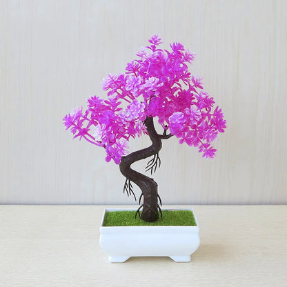 Artificial Plastic Plants Bonsai Tree Small Pot Potted Flower Garden Fake Plant Arrangement Ornaments Home Room Table Decoration