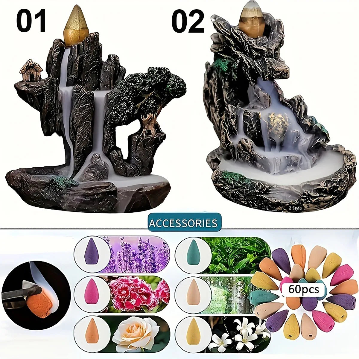 Mountain Waterfall Backflow Incense Burner