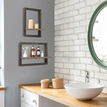 Rustic Wooden Floating Wall Shelves