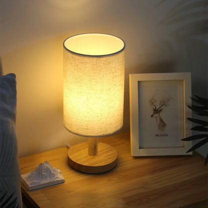 USB Wooden Bedside Table Lamp