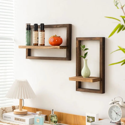 Rustic Wooden Floating Wall Shelves