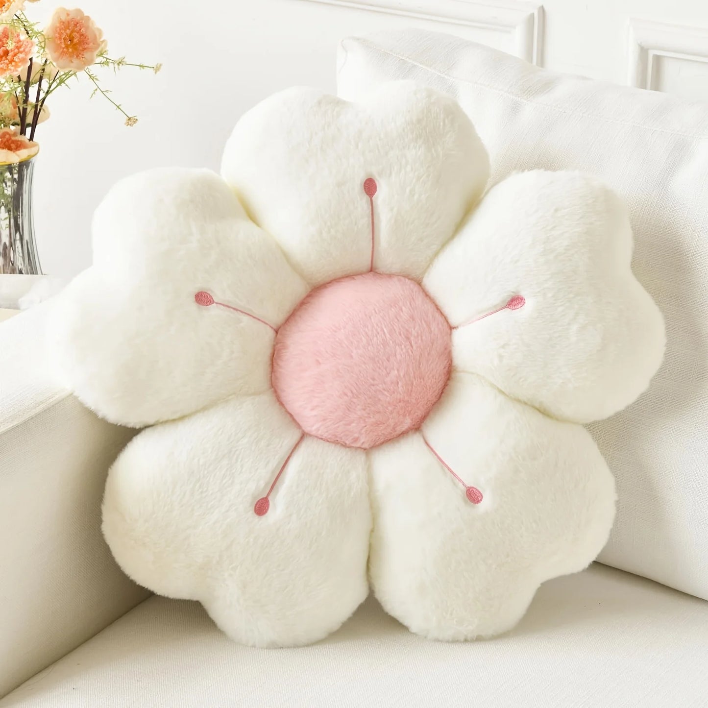 Plush Daisy Flower Throw Pillow