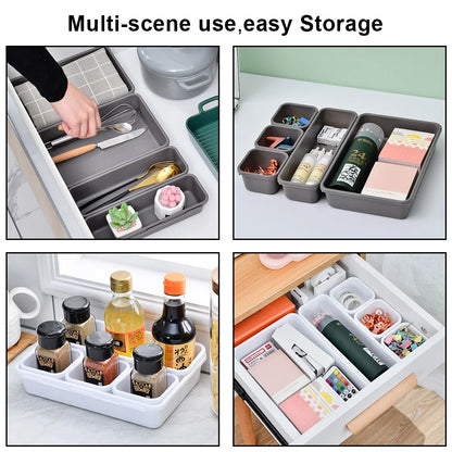 8PCS Adjustable Drawer Organizer Tray Set
