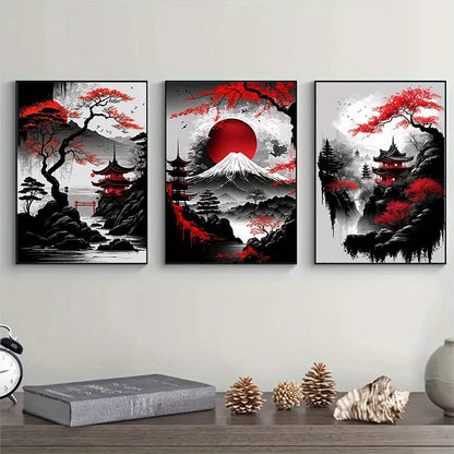 3PCS Japanese Landscape Canvas Wall Art