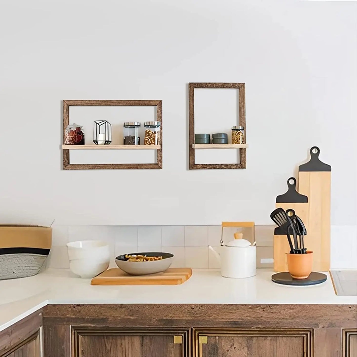 Rustic Wooden Floating Wall Shelves