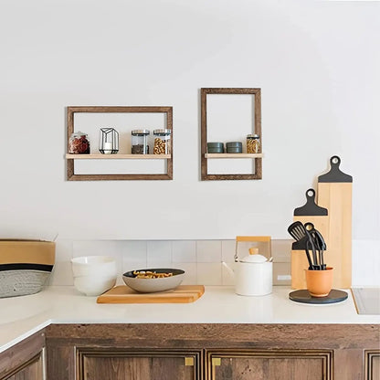 Rustic Wooden Floating Wall Shelves