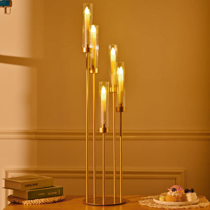 Gold 5-Arm Floor Candle Holder Set