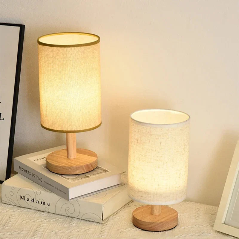 USB Wooden Bedside Table Lamp