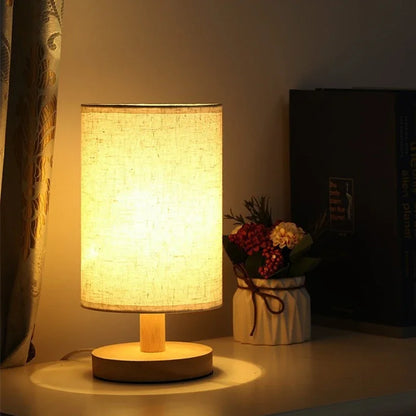 USB Wooden Bedside Table Lamp